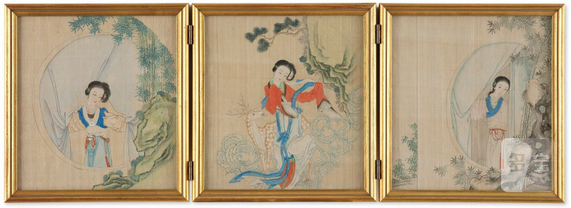 Four paintings of 'Chinese beauties' by anonymous artist,